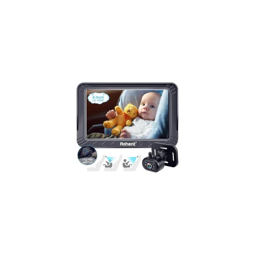 Rohent Baby Car Camera - 5-Inch HD 1080P, Night Vision, Easy Install, Rear & Forward-Facing Seat Camera, USB Powered Baby Camera for Car, Safety for Infants and Kids, No Tools Required