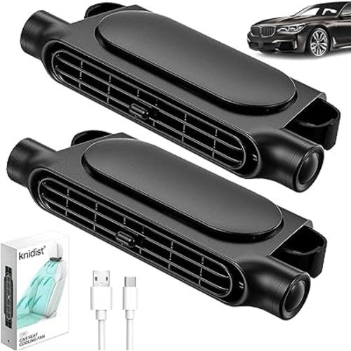 Car Fan Portable Ac for Seat Personal Air Conditioner Conditioners Fans That Blow Cold Carseat Neck Aire Acondicionado Port Til Para Carro Cars Backseat Kids Clip on Ventilador Vent(Black, 2PCS)