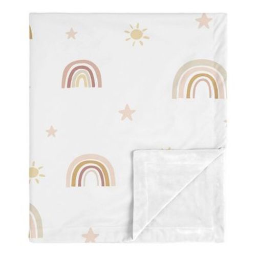 Sweet Jojo Designs Girl Baby Security Blanket Boho Rainbow Pink Yellow and White