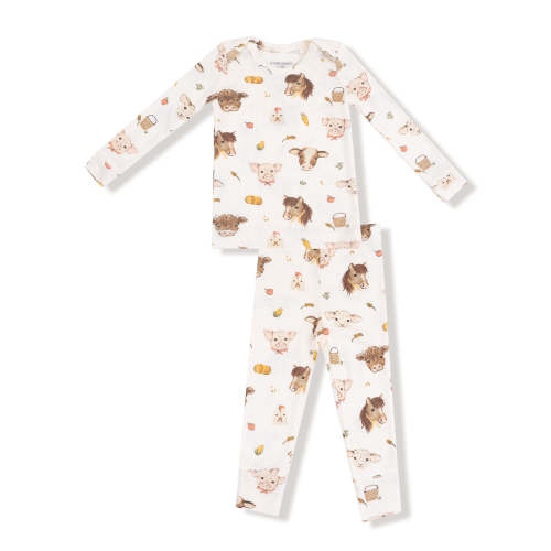 Ribbed Loungewear Set, Vintage Baby Farm Animals