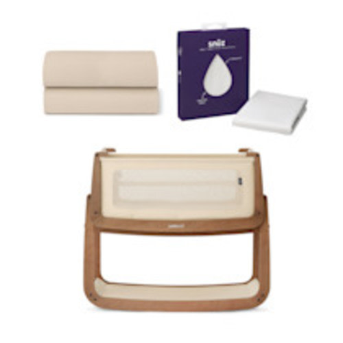 Snüz SnuzPod5 Complete Sleep Bundle - Walnut Bassinet & Cashmere Sheets