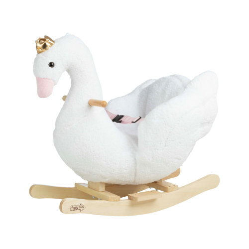 Rocking Horse - Swan Plush Ride on Toys with Seat and Handles - Wooden Rocking Horse for Kids 18 Months and Up - Baby Toys by Happy Trails (White) | Wayfair