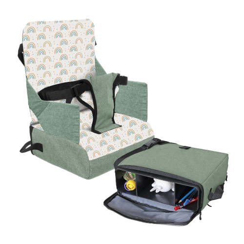 Dreambaby Grab ‘N Go Travel Booster Seat – Portable Toddler High Chair for Dining (6M-3Y) with Storage & Shoulder Strap