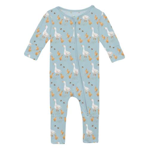 Print Convertible Coverall in Spring Sky Feeding Ducks
