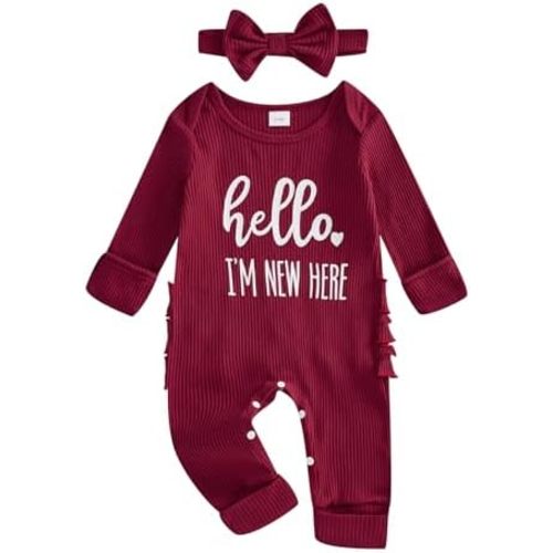 Infant Baby Girl Fall Outfit Sweatshirt Romper Ribbed Letter Print Jumpsuit Long Sleeve Bodysuit Cute Newborn Clothes