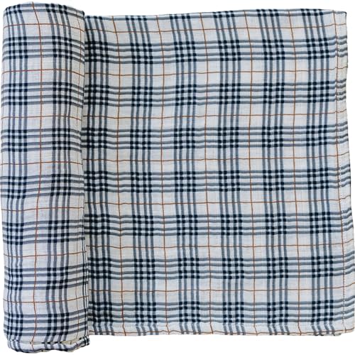 Mebie Baby Vintage Plaid Muslin Swaddle, Modern and Neutral Swaddle Blanket for Baby Girl or Boy, Soft Baby Blankets, Newborn Swaddle Blanket, 0-3 Month, Comfy Wrap, Baby Essentials & Gifts