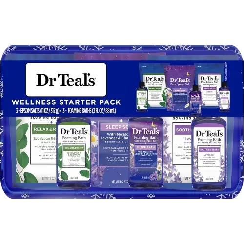 Dr Teal's Pure Epsom Salt Soak Trio Gift Set with Eucalyptus, Sleep Blend & Lavender, 6 Piece