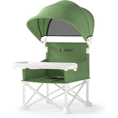 Cochildor 4-in-1 Portable Baby Chair, Foldable Toddler Booster Seat, Green