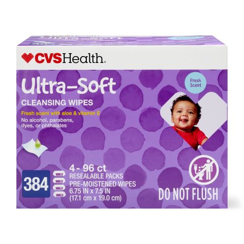 CVS Ultra-Soft Cleansing Wipes, 96 CT, 4 PK, Scented, Unscented