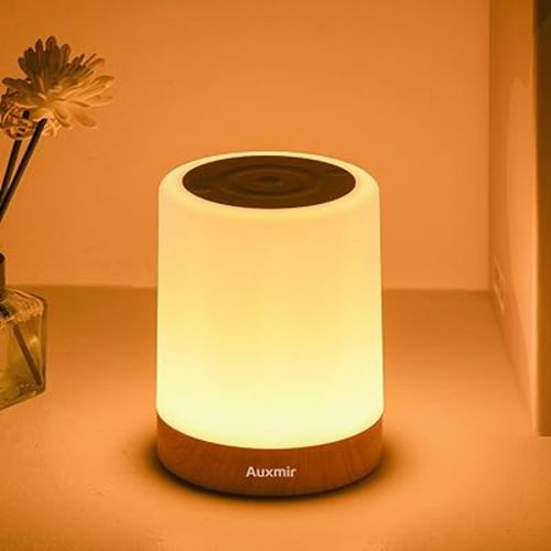Auxmir LED Night Light for Kids Baby Bedside Lamp Touch Dimmable Tabletop RGB Colors Changing 5 Brightness Adjustable Rechargeable Portable Lamp for Bedroom Living Room Outdoor Camping