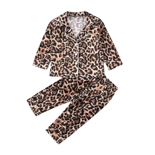 Kids Baby Girl Boy Satin Pajamas Set Button Down Sleep Shirt Top+Long Pants Bottoms Sleepwear Loungewear Clothes