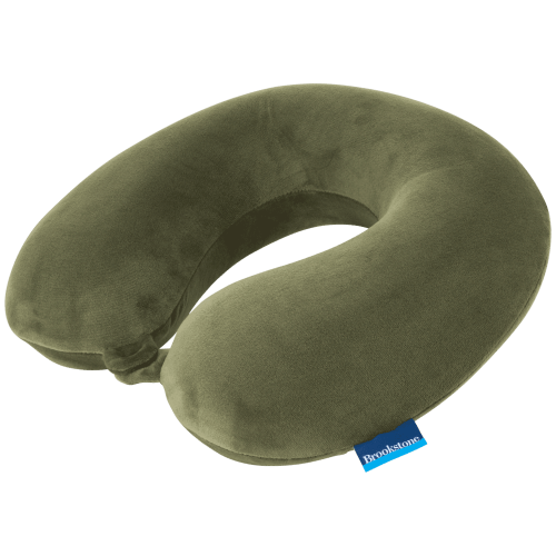 Brookstone Memory Foam Travel Neck Pillow for Vacations, Airplanes, Trains, Buses, and Cars