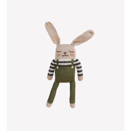 Bunny knit toy olive overalls | Main Sauvage x Organic Zoo