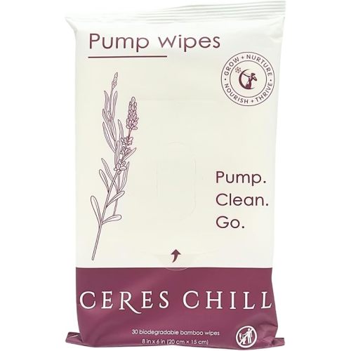 Natural Breast Pump Wipes for Pump Parts & Bottles – Non-Toxic, Residue-Free Cleaning Wipes for Breastfeeding & Baby Gear – No Rinsing Required – 30 Count