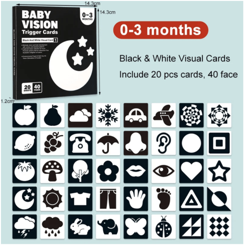 Montessori Baby Visual Stimulation Cards | Montessori Toys – 0-3 Months
