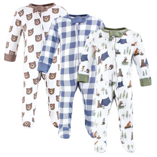 Touched by Nature Unisex Baby Organic Cotton Sleep and Play, Camping Animals, 6-9 Months