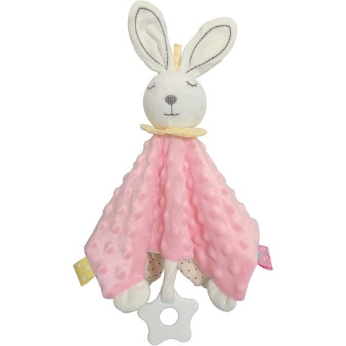 Baby Stuffed Animal Security Blanket with Colorful Textured Tags Soothing Sensory Teether Toy Super Soft Plush Infant Taggy Blanket Minky Dot Lovey Puppy Security Blanket for Nowborn