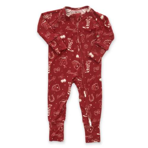 Cowgirl Baby Zipper Romper Pajama in Stretchy Bamboo – Soft, Cozy Fit, Infant Apparel Sleepers by Ellie Sue