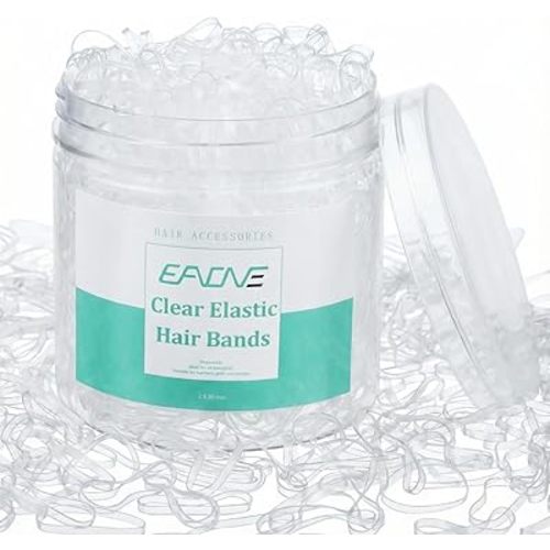 EAONE Clear Elastic Hair Rubber Bands, 1500pcs No Damage Mini Hair Ties Small Tiny Ponytail Holder, Hairstyling Accessories for Women Girls, 20mm in Diameter and 2mm in Width