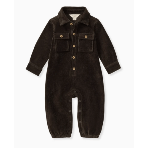 Knit Corduroy Organic Baby Jumpsuit - Shadow