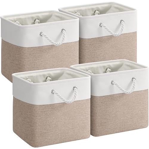 VQRTEXA 12x12 Inch Foldable Fabric Cube Storage Bins with Handles 4 Pack