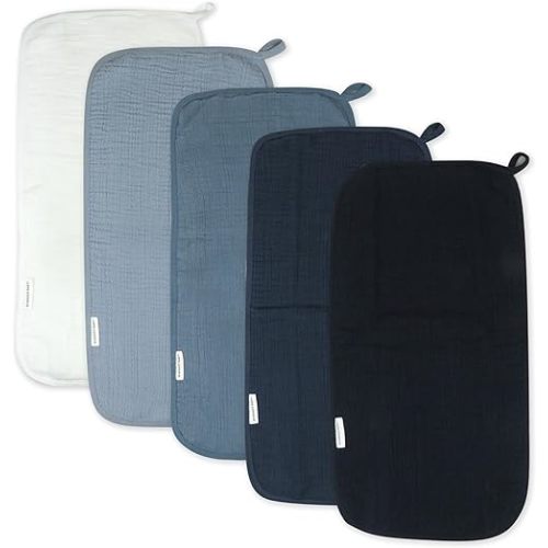 HonestBaby Multipack Woven Burp Cloths Soft Absorbent Multi-layered 100% Organic Cotton Infant Baby Boys, Girls, Unisex, Ombre Blues, One Size