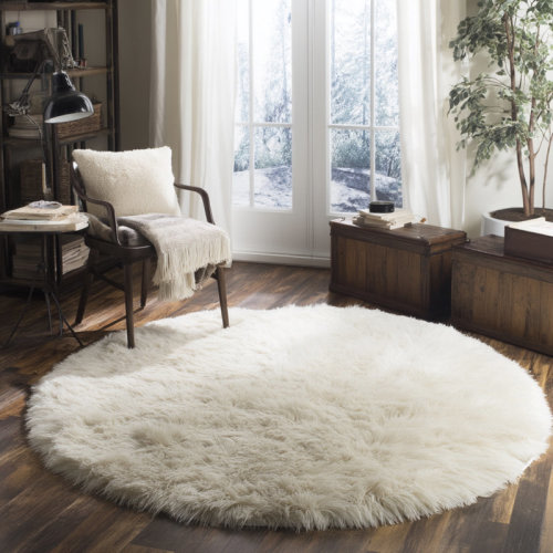 Chandra Chandra Rugs Giulia Collection Plush Modern Contemporary Hand-Woven White Shag Polyester Pile Material Handmade Area Rug | Perigold