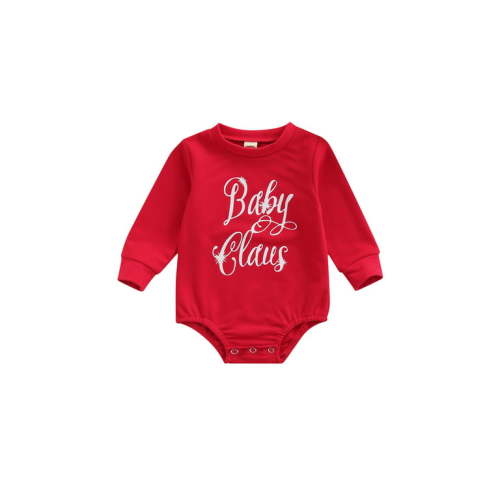Canrulo Christmas Infant Newborn Baby Boys Girls Romper Letter Long Sleeve Jumpsuit New Year Clothes Red 6-12 Months
