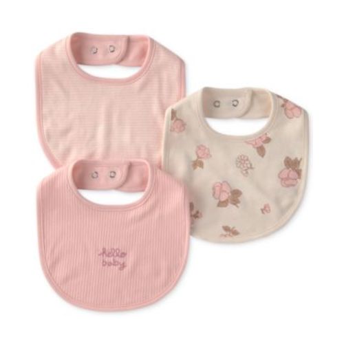 Baby Girls' Floral Bibs, 3-Pack