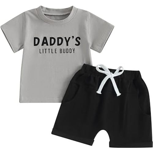 Toddler Boys Summer Outfits Mamas Boy Checkerboard Short Sleeve T-Shirts Tops and Elastic Waist Shorts Clothes Sets