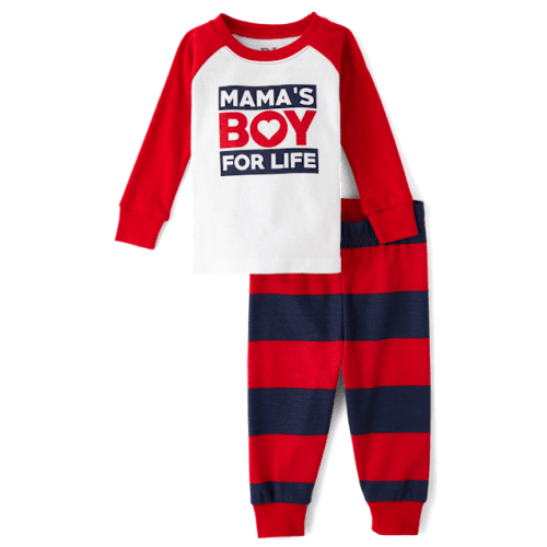 Baby And Toddler Boys Mama's Boy Snug Fit Cotton Pajamas - Blue