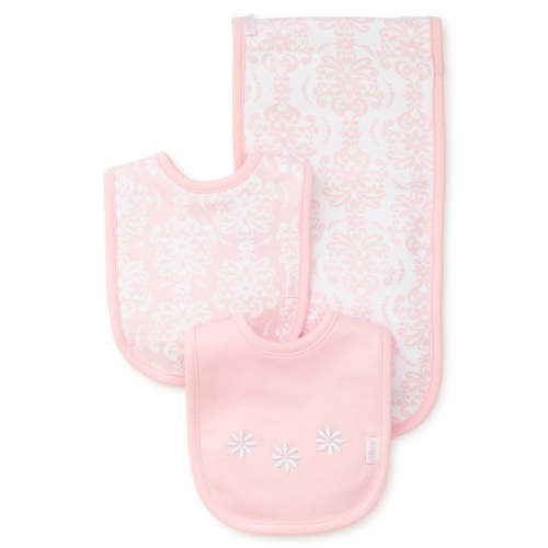 Damask Scroll Bib & Burp Set