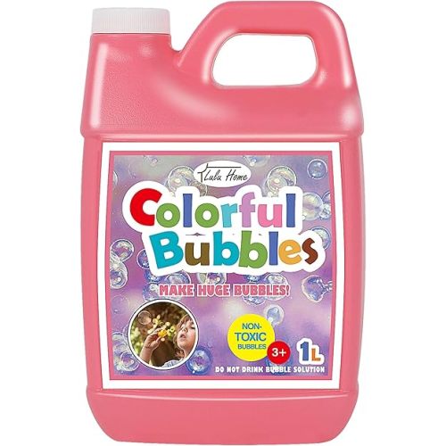 Lulu Home Concentrated Bubble Solution, 1 L/ 33.8 OZ Refill for Bubble Machines, Giant Wands, and Blowers - Up to 2.5 Gallons for Kids' Birthday Parties