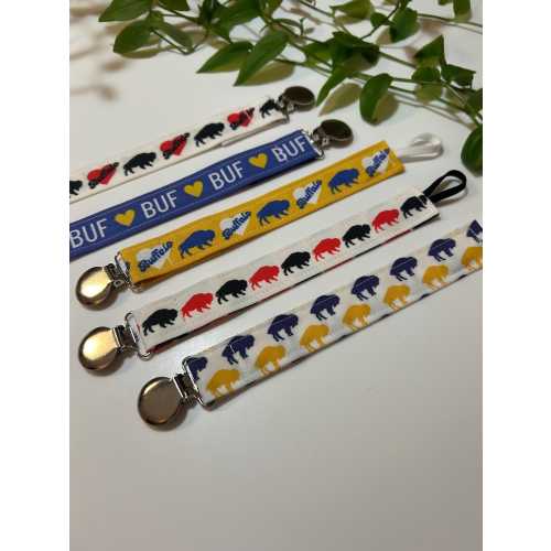 Hand Sewn Buffalo Baby Pacifier Clip, Buffalo Sabres Baby