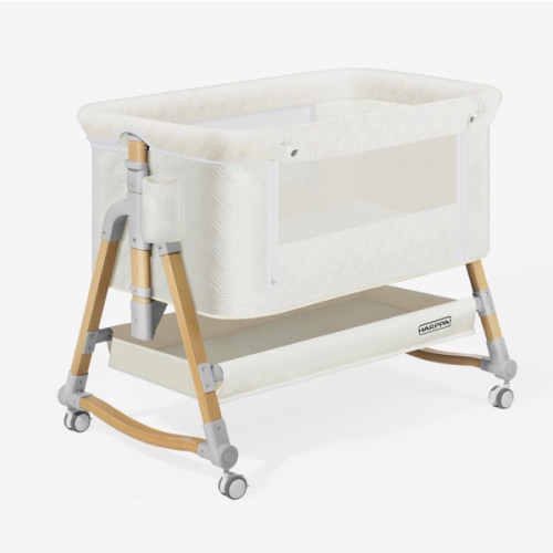 HARPPA Cuddly 3-in-1 Baby Bassinet Bedside Sleeper for Reflux | Attaches to Bed, Adjustable 5 Heights, Non-Toxic & CPSC Certified | Sturdy Aluminum Frame, Portable Wheels, Tool-Free Setup, Gentle Rocking | Perfect for Newborns, Infants, Small Spaces & Saf