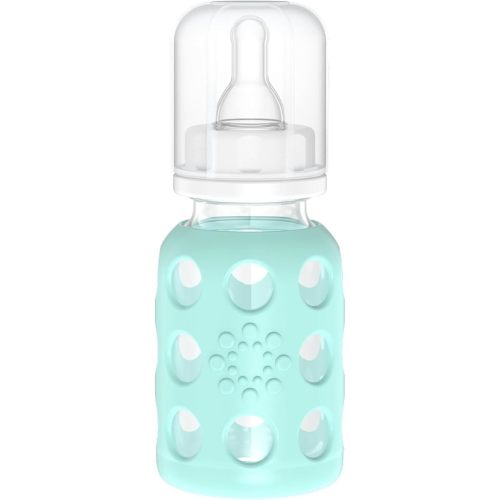 Lifefactory Glass Baby Bottle with Protective Silicone Sleeve and Stage 1 Nipple Mint 4 Oz 1 Count (Pack of 1) (LF110013C4)
