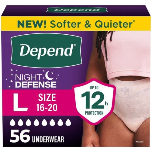 Depend Night Defense Women's Night Incontinence Underwear - L - 56ct