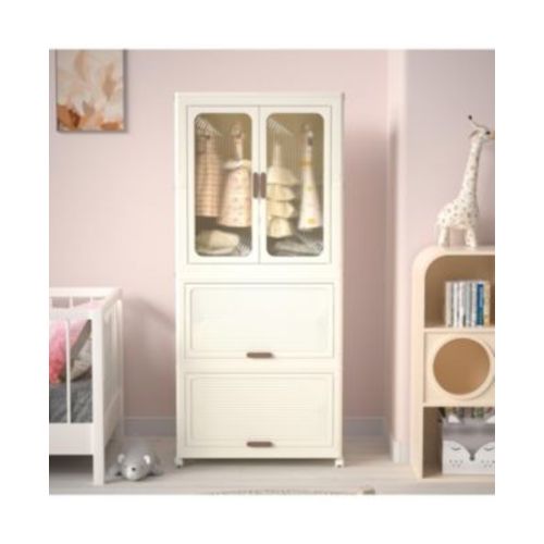 Portable Wardrobe Closet with Hanging Rod & Cubbies