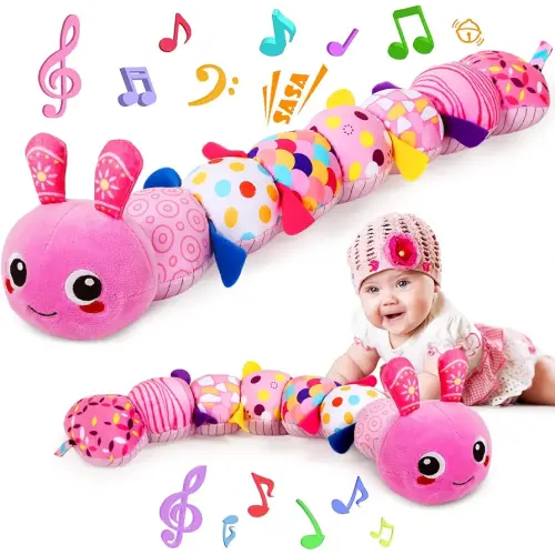 KMUYSL Baby Toys 0-6 6-12 Months, Sensory Music Animal Stuffed Toy for 0 1 2 3 4 5 6+ Months, Plush Toy with Crinkle and Rattles for Infant Newborn, Tummy Time Toys Gifts for 0-3-6-12 Month