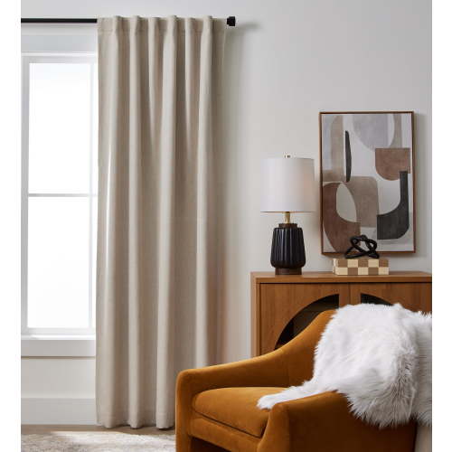 Better Homes & Gardens 100% Blackout Linen Blend Single Curtain, 50x84, Papyrus Beige