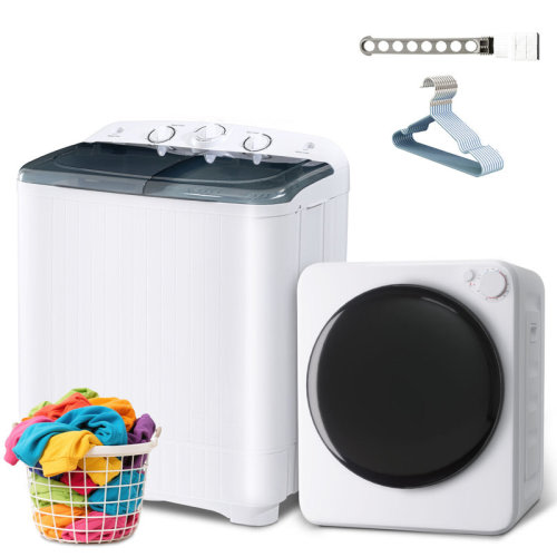BacklD Backid 22 Lbs Twin Tub Washing Machine and 1.6 Cuft Portable Clothes Dryer Set, Compact Laundry Washer and Dryer Combo Set with Stainless Steel Inner Tub, for Apartment, Dorm, Home | Wayfair