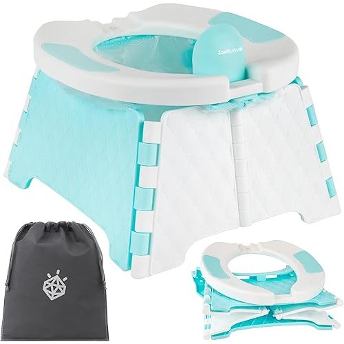 Jool Baby Portable Potty Training Chair with Travel Bag and 30 Liners, Foldable, Indoor/Outdoor Use, Camping (Aqua)