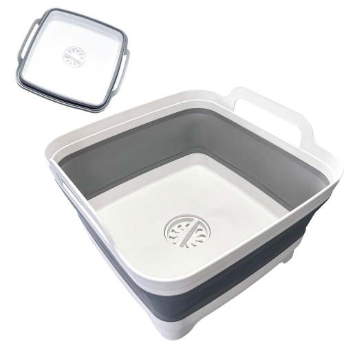 GOGHOST Foldable Sink with Drain Plug, Multifunctional Foldable Sink, Dishwashing Pot, Camping Kitchen Sink, Plastic Bathtub, Vegetable Washing, Beverage Bathtub，1 Piece