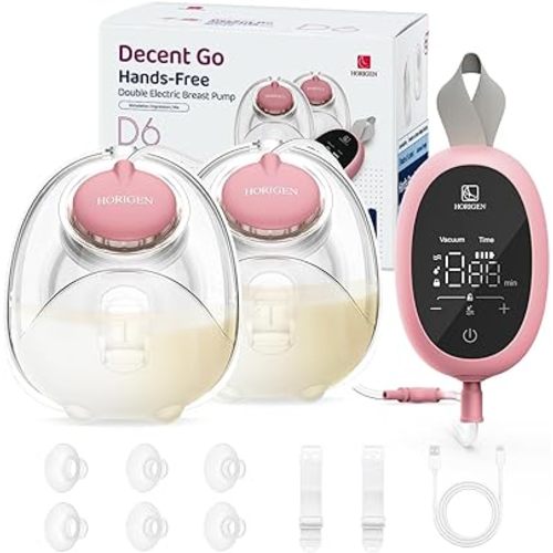 Breast Pump Hands Free D6, Ultra-Lightweight Wearable Breast Pump with Soft Double-Seal Flange - 25mm, Quiet & Leak-Proof Portable Electric Pump, 3 Modes & 9 Levels, Upgraded Low Noise Motor