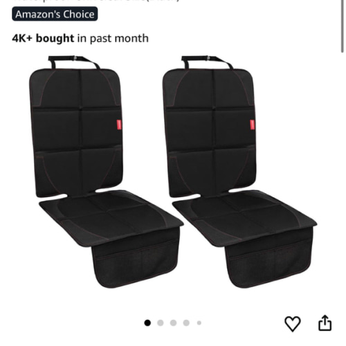 Car Seat Protector, 2 Pack Carseat Protector with Thick Padding, Baby/Pets for Child Car Seat-Mesh Pockets-Waterproof-Universal Size(Black)