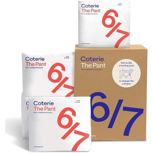 Coterie The Pant, Size 6, Refastenable Training Pants for Sensitive Skin, Hypoallergenic, Overnight Leak Protection, 4T/5T (33-62 lbs), 92 Count