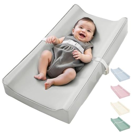 Vegan Leather Baby Changing Pad, Gray
