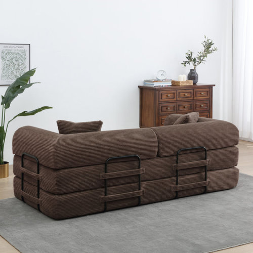 Latitude Run® 78" Corduroy Upholstered Sleeper Sofa Convertible Sofa Bed Floor Couch With 2 Pillows - No Assembly Required & Reviews | Wayfair