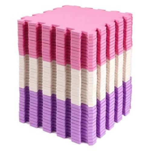 BalanceFrom Fitness 36 Tile Thick Non Slip Interlocking EVA Foam Kids Puzzle Home Floor Exercise Play Mat Set, Covers 36 Square Feet, Pink/Purple