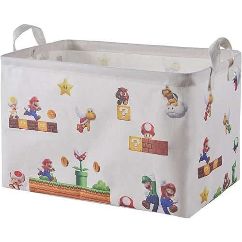 Super Storage Basket for Kids,Collapsible Baby Laundry Large Hamper,Waterproof Nursery Bedroom Decor,Brothers Dirty Clothes Basket,Boys and Girls Birthday Gift Bag Toy Bin(White,Rectangular)